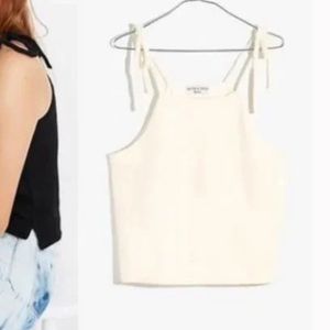 Off white tie shoulder tank top